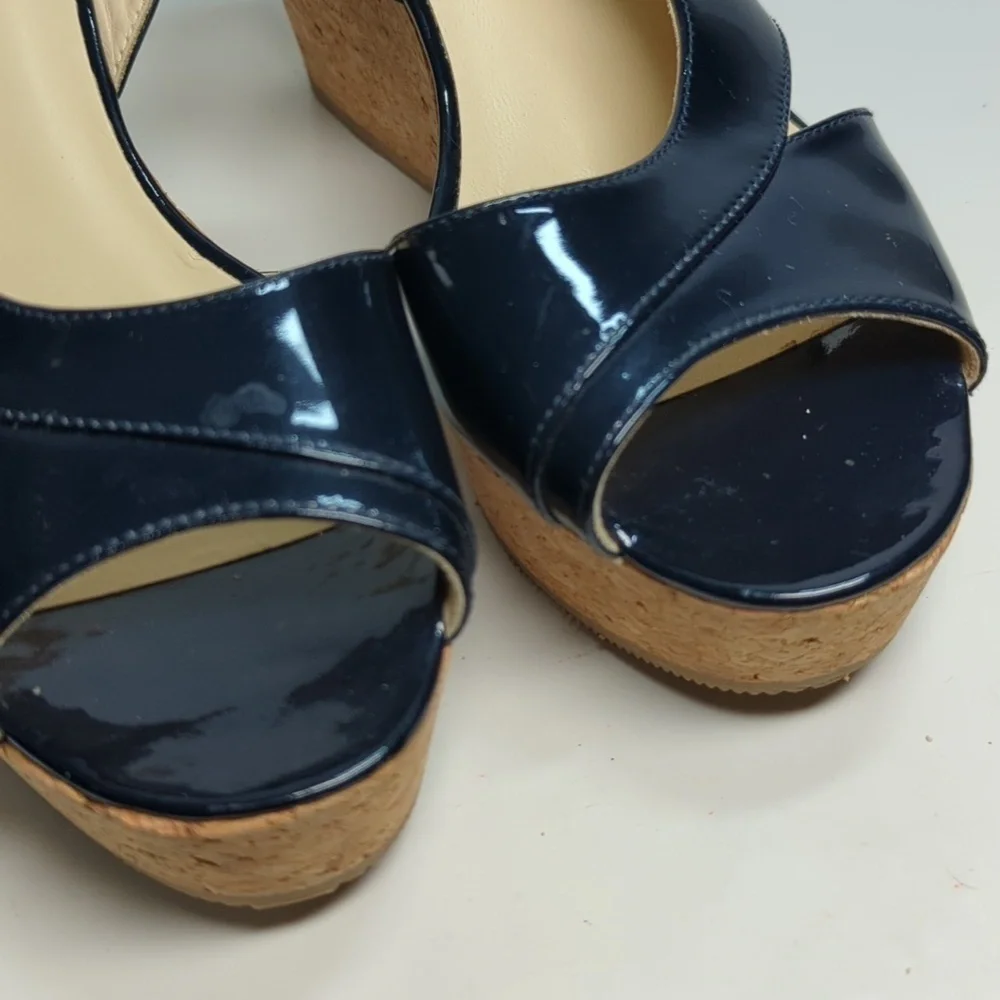 L.K. Bennett Adelia swingback cork wedge platform shoes women size 9.5 EU 40